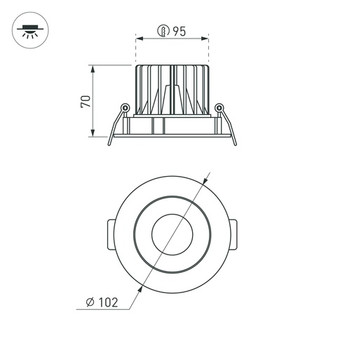 Светильник MS-FORECAST-BUILT-TURN-R102-12W Day4000 (BK-BK, 32 deg, 230V) (Arlight, IP20 Металл, 5 лет)