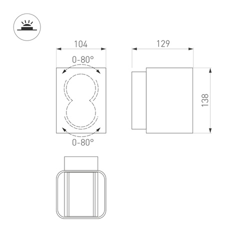 Светильник LGD-Wall-Vario-J2G-12W Warm White (Arlight, IP54 Металл, 3 года)