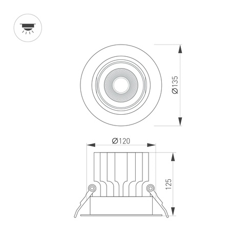 Светильник MS-VORTEX-BUILT-R135-30W Day4000 (WH-WH, 50 deg, 230V) (Arlight, IP20 Металл, 5 лет)