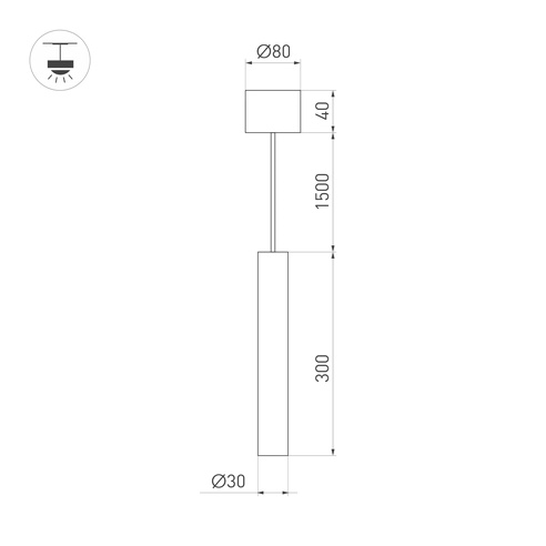 Светильник SP-PIPE-HANG-L300-R30-9W Warm3000 (BK, 24 deg, 230V) (Arlight, IP20 Металл, 3 года)