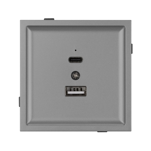 Механизм USB розетки SCT-TENDO-MUAC-PL-GR (5V, 3A, QC3) (Arlight, -)