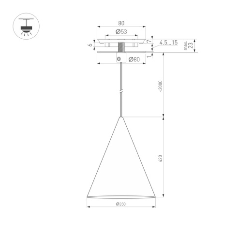 Светильник SP-MAKOTO-R350-14W Warm3000 (WH, 36 deg, 230V, TRIAC) (Arlight, IP20 Металл, 3 года)