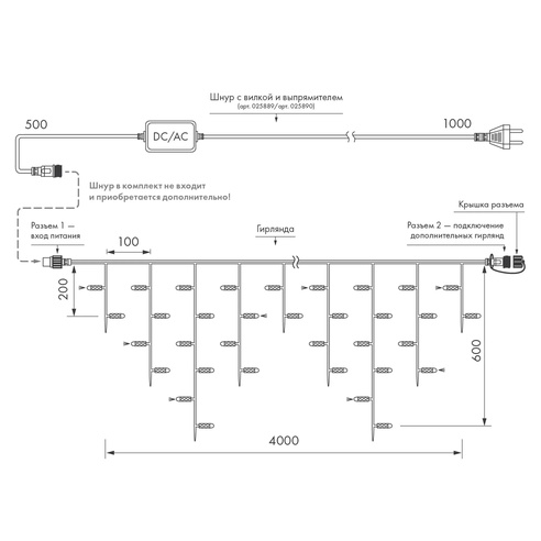 Светодиодная гирлянда ARD-EDGE-PRO-4000x600-WHITE-128LED-MILK-FLASH Warm (230V, 8W) (Ardecoled, IP65)