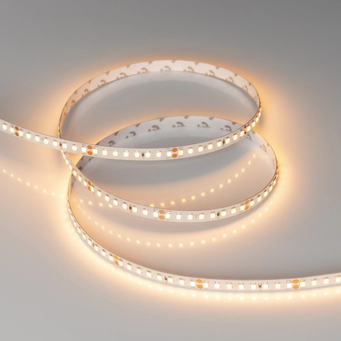 Лента светодиодная RT-A160-8mm 24V Warm2700 (12 W/m, IP20, 2835, 50m) (Arlight, высок.эфф.150 лм/Вт)