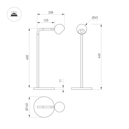 Светильник SP-OTTORI-TAB-6W Warm3000 (BR, 30 deg, 230V) (Arlight, IP20 Металл, 3 года)