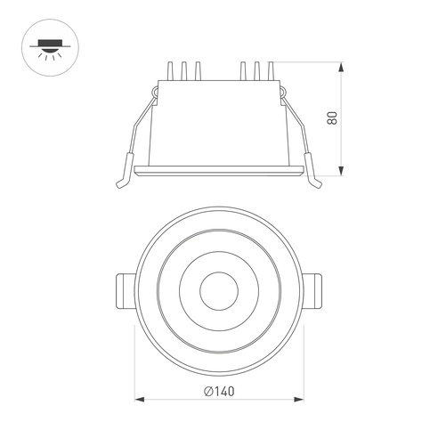 Светильник MS-ALORA-BUILT-R140-12W Day4000-MIX (WH, 40 deg, TRIAC) (Arlight, IP54 Пластик, 3 года)