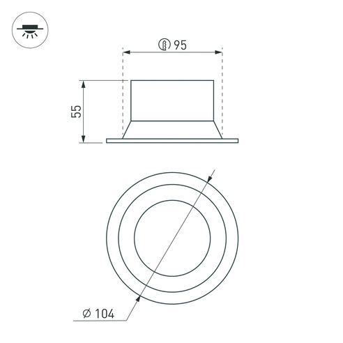 Светильник MS-BREEZE-BUILT-R104-12W Warm2700 (WH, 90 deg, 230V) (Arlight, IP20 Металл, 5 лет)