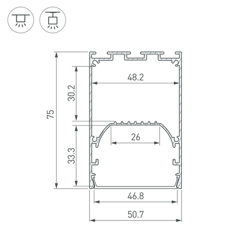 Профиль LINE-S-5075-3000 BLACK (Arlight, Алюминий)