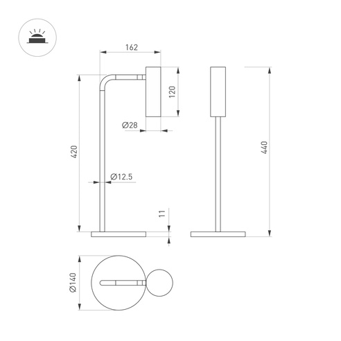 Светильник SP-VERDI-TAB-3W Warm3000 (BK, 20 deg, 230V) (Arlight, IP20 Металл, 3 года)