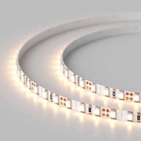 Лента светодиодная RT-A120-5mm 12V Warm3000 (9.6 W/m, IP20, 2835, 5m) (Arlight, 9.6 Вт/м, IP20)
