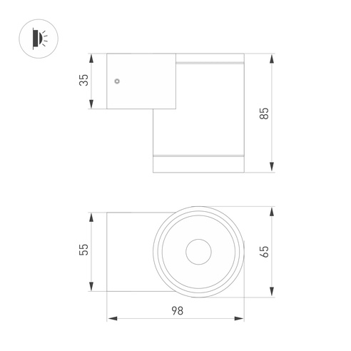 Светильник LGD-RAY-WALL-R65-9W Day4000 (GR, 23 deg, 230V) (Arlight, IP65 Металл, 3 года)