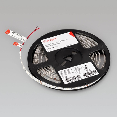 Лента светодиодная RT-B60-10mm 24V Red (14.4 W/m, IP20, 5060, 5m) (Arlight, Открытый)