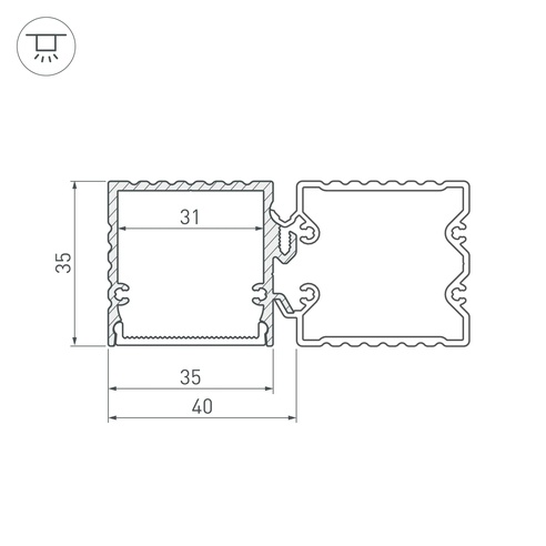 Профиль с экраном ALU-BASE-PW35S-2000 ANOD+FROST AG (Arlight, Металл)