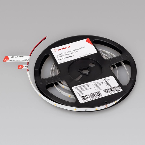 Лента светодиодная RT-A30-8mm 24V Warm2400 (2.9 W/m, IP20, 2835, 5m) (Arlight, Открытый)
