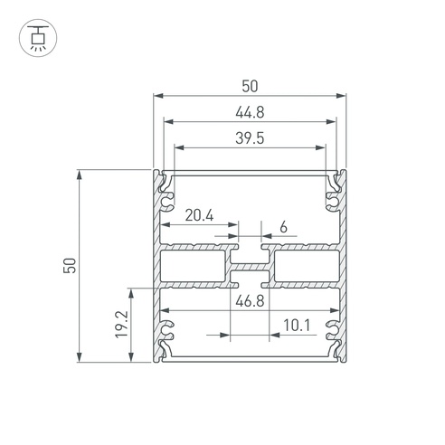 Профиль LINE-5050-DUAL-3000 ANOD (Arlight, Алюминий)
