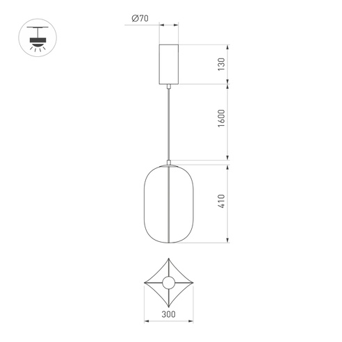 Светильник SP-SETA-HANG-L410х300-7W Warm2700 (WH, 320 deg, 230V) (Arlight, IP20, Натуральный шелк, 3 года)