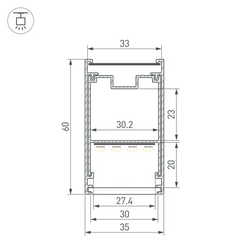 Профиль LINE-3560-BENT-SIDE-2000 ANOD (Arlight, Алюминий)