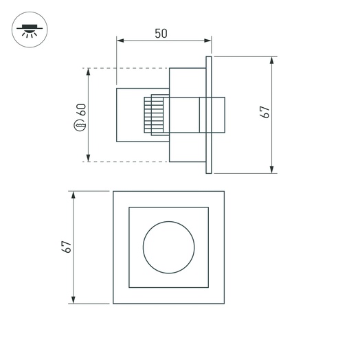 Светильник MS-ORIENT-BUILT-TURN-TC-S67x67-3W Warm3000 (BK-BK, 30 deg, 230V) (Arlight, IP20 Металл, 5 лет)