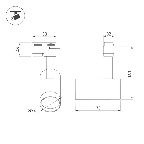 Светильник LGD-GERA-4TR-R74-20W Day4000 (BK, 24 deg, 230V) (Arlight, IP20 Металл, 5 лет)