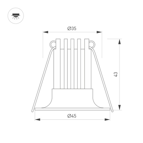 Светильник MS-FOGGY-BUILT-R45-5W Warm3000 (BK, 36 deg, 230V) (Arlight, IP54 Металл, 5 лет)