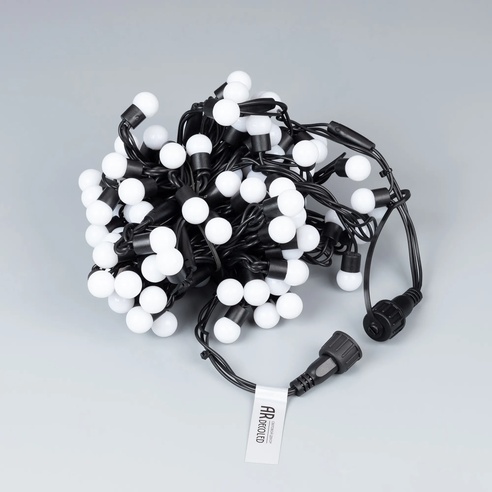 Светодиодная гирлянда ARD-BALL-CLASSIC-D17.5-10000-BLACK-100LED WHITE (230V, 7W) (Ardecoled, IP65)