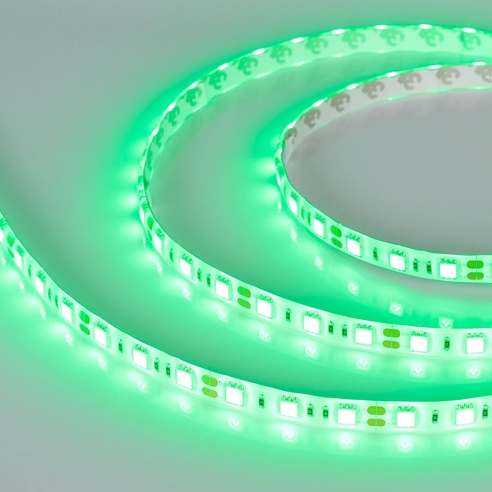 Лента светодиодная RTW 2-5000SE 12V Green 2x (5060, 300 LED, LUX) (Arlight, 14.4 Вт/м, IP65)
