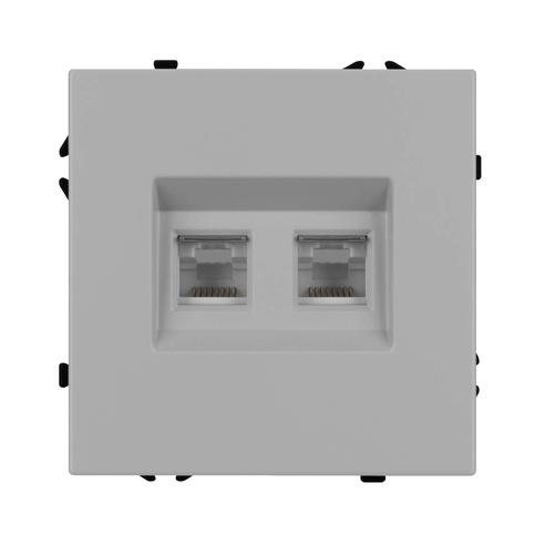 Механизм сдвоенной компьютерной розетки SCT-NOBE-MPC2-SFPL-IS (RJ-45, CAT6) (Arlight, Никель)