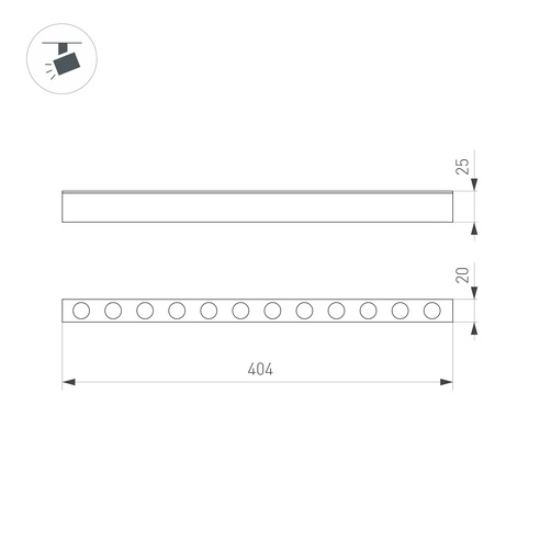 Светильник MAG-DOTS-25-L400-12W Warm3000 (BK, 30 deg, 24V) (Arlight, IP20 Металл, 3 года)