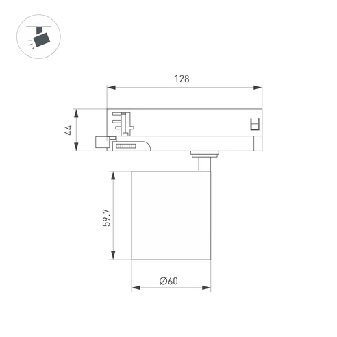 Светильник LGD-DYKE-4TR-R60-8W Warm3000 (WH, 38 deg, 230V) (Arlight, IP20 Металл, 5 лет)