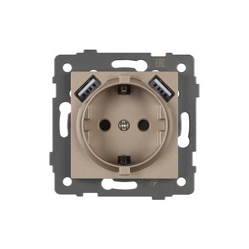 Механизм розетки с USB зарядкой SCT-MUAA-PL-GD-V (250V, 16A) (Arlight, -)