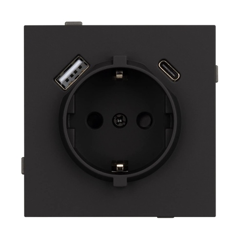 Механизм розетки с USB зарядкой SCT-TENDO-MUAC-SFPL-BK (230V, 16A) (Arlight, -)
