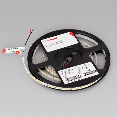 Лента светодиодная RT-A160-8mm 24V Day4000 (12 W/m, IP20, 2835, 5m) (Arlight, высок.эфф.150 лм/Вт)