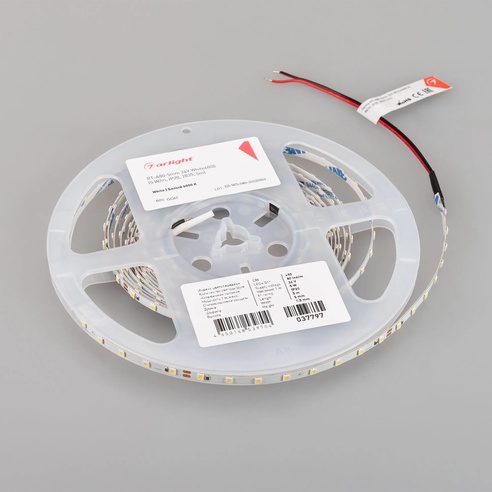 Лента светодиодная RT-A80-5mm 24V White6000 (5 W/m, IP20, 2835, 5m) (Arlight, Открытый)