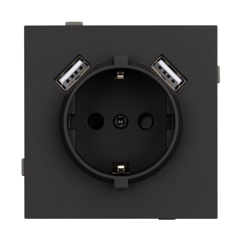 Механизм розетки с USB зарядкой SCT-TENDO-MUAA-SFPL-BK (230V, 16A) (Arlight, -)