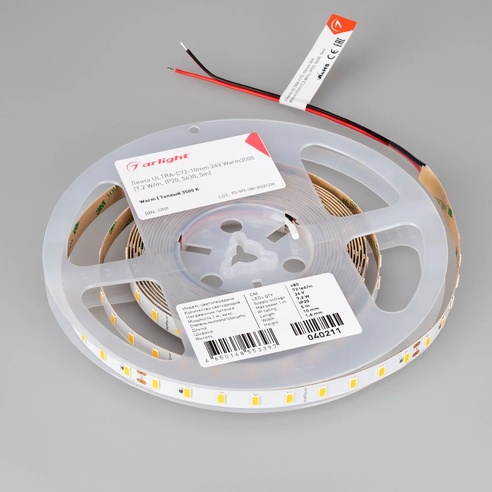 Лента светодиодная ULTRA-C72-10mm 24V Warm3500 (7.2 W/m, IP20, 5630, 5m) (Arlight, высок.эфф.200 лм/Вт)