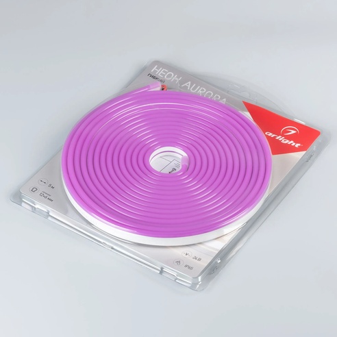 Лента светодиодная герметичная AURORA-PS-A120-12x6mm 24V Purple (10 W/m, IP65, 2835, 5m) (Arlight, Силикон)