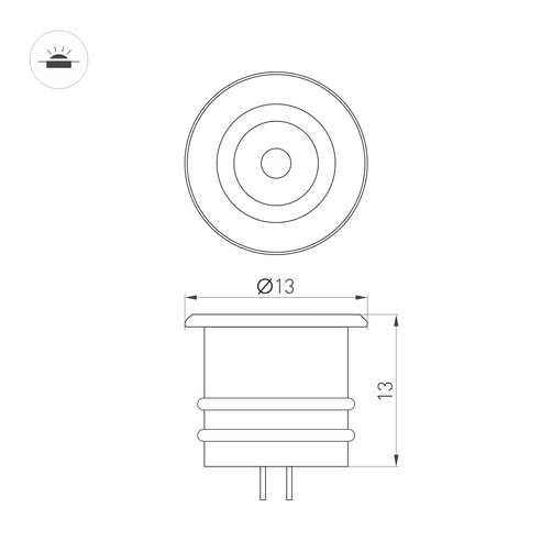 Светильник ART-PICCOLO-BUILT-R13-1W Day4000 (BRS, 30 deg, 3V) (Arlight, IP40 Металл, 3 года)