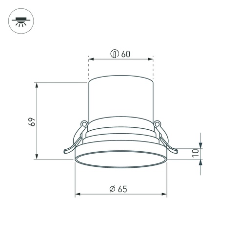 Светильник MS-VOLCANO-BUILT-R65-6W Warm3000 (WH, 38 deg, 230V) (Arlight, IP20 Металл, 5 лет)