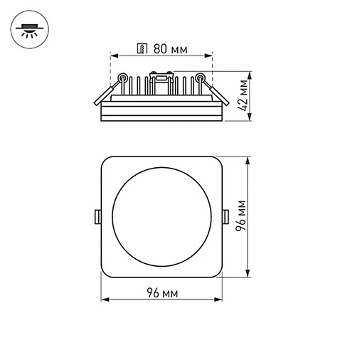 Светодиодная панель LTD-96x96SOL-BK-10W Warm White (Arlight, IP44 Пластик, 3 года)