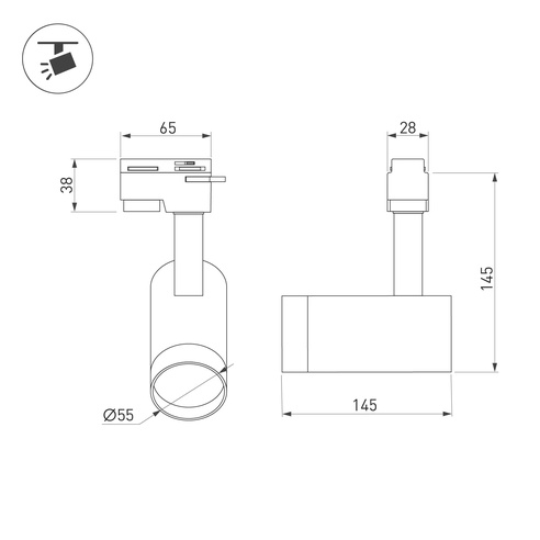 Светильник LGD-GERA-2TR-R55-10W Warm3000 (WH, 24 deg, 230V) (Arlight, IP20 Металл, 5 лет)