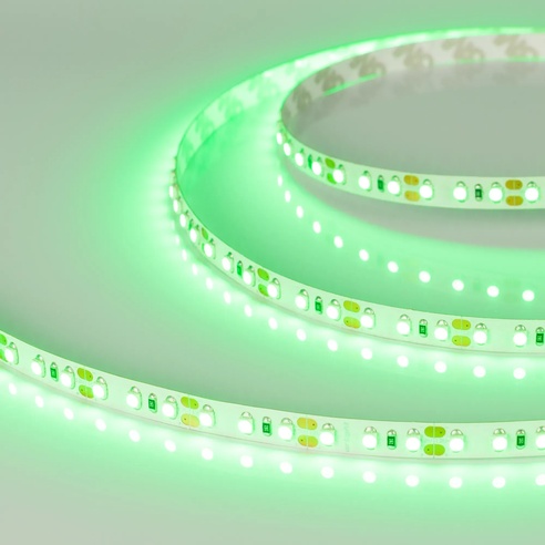 Лента светодиодная RT-A120-8mm 12V Green (9.6 W/m, IP20, 2835, 5m) (Arlight, Открытый)