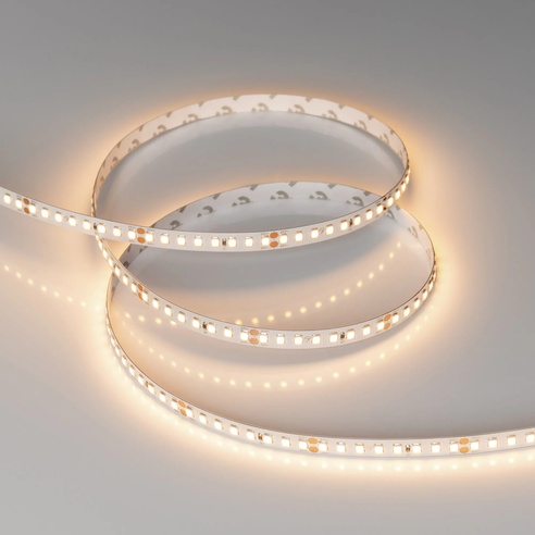 Лента светодиодная RT-A160-8mm 24V Warm3000 (12 W/m, IP20, 2835, 50m) (Arlight, высок.эфф.150 лм/Вт)