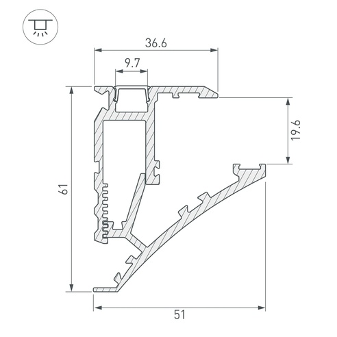 Профиль SHELF-600-2000 ANOD (Arlight, Алюминий)