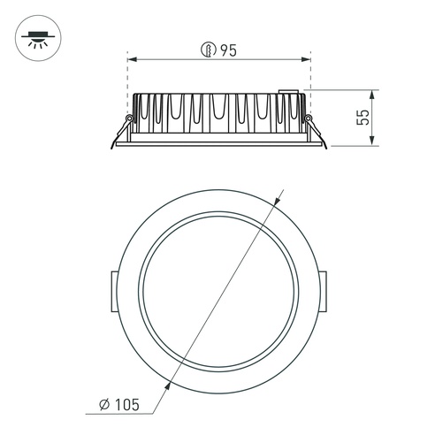 Светильник MS-MIST-BUILT-R105-9W Day4000 (WH, 110 deg, 230V) (Arlight, IP54 Металл, 5 лет)