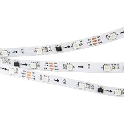 Лента светодиодная SPI-B30-10mm 12V RGB-PX3 (7.2W/m, IP20, 5060, 5m) (Arlight, бегущий огонь)