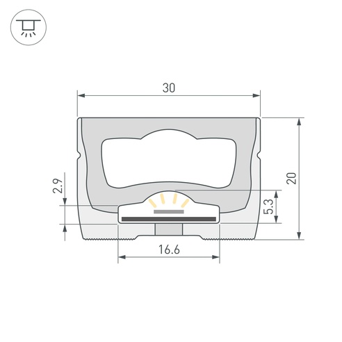 Силиконовый профиль WPH-FLEX-3020-TOP-S16-5m WHITE (Arlight, Силикон)