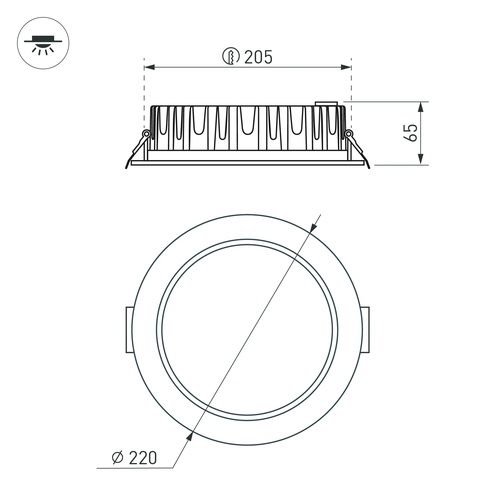 Светильник MS-MIST-BUILT-R220-30W Day4000 (WH, 110 deg, 230V) (Arlight, IP54 Металл, 5 лет)