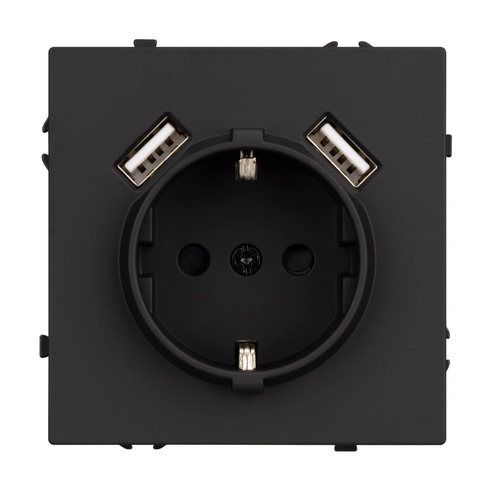 Механизм розетки с USB зарядкой SCT-NOBE-MUAA-SFPL-BK (230V, 16A) (Arlight, -)