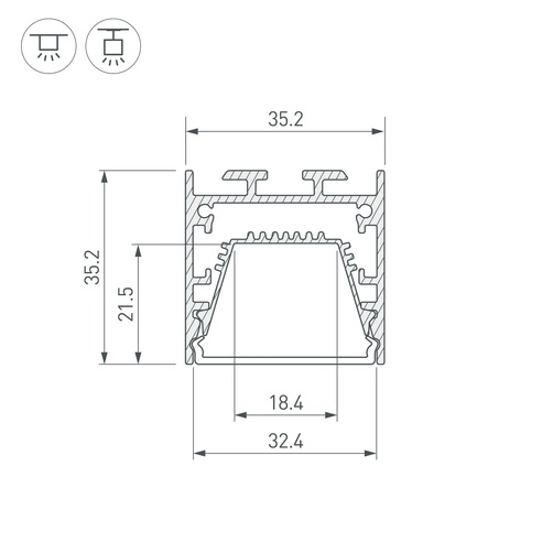Профиль LINE-3535-TRAY-2000 BLACK (Arlight, Алюминий)