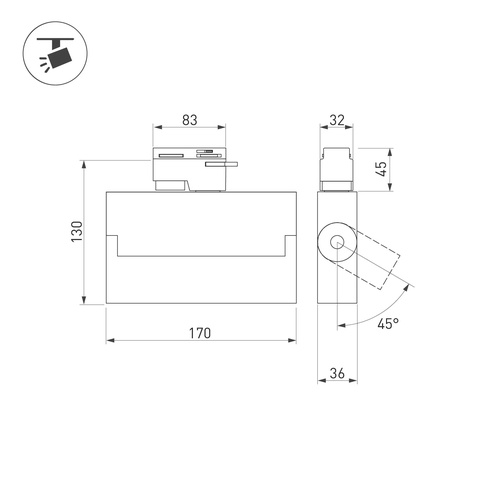 Светильник LGD-LOFT-TRACK-4TR-S170-20W Day4000 (BK, 24 deg) (Arlight, IP40 Металл, 3 года)